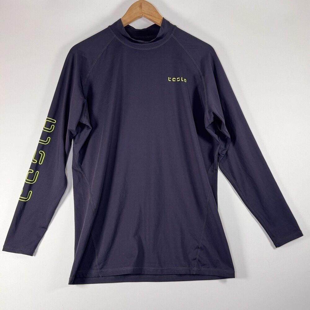 Tesla Mens  Long Sleeve Rash‎ Guard Shirt Large UPF Sun Protection Swim Surf
